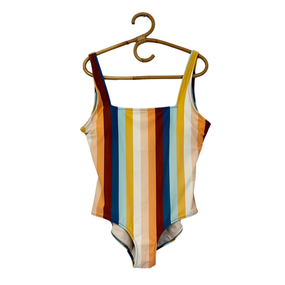 Joe‎ Fresh | Striped Square Neck One Piece Swim Suit Size L